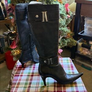 VERA CUCIO HIGH BOOTS ALL LEATHER black boots size 5